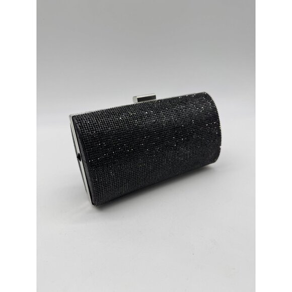 INC Ranndi embellished crystal women's clutch minaudiere evening bag - BLACK - Picture 5 of 9